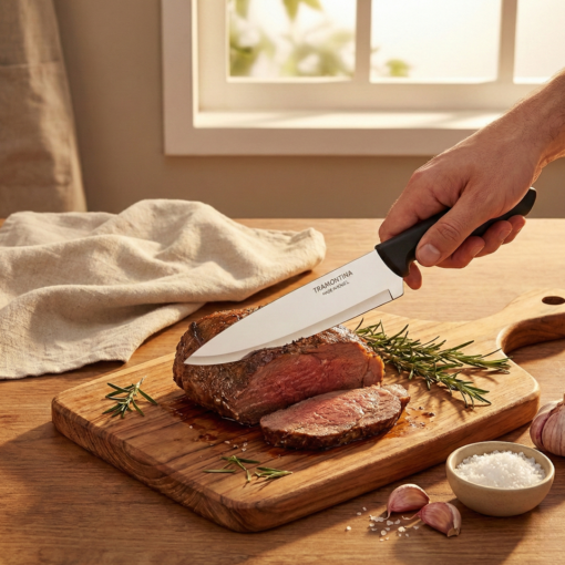 Faca de Carne Inox 7 Polegadas Plenus Preta Tramontina