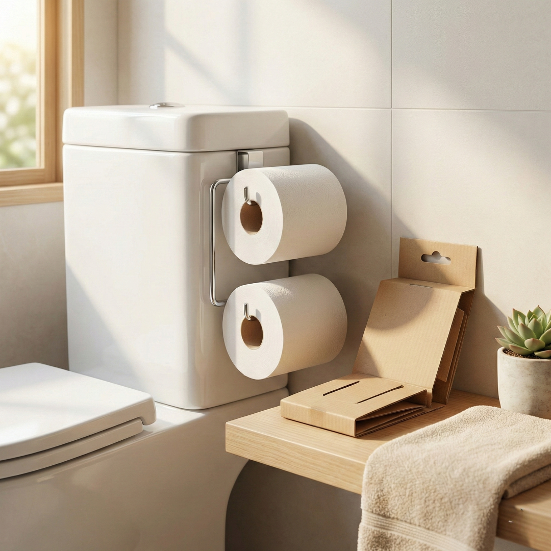 Suporte Papel Higiênico Duplo para Caixa Acoplada