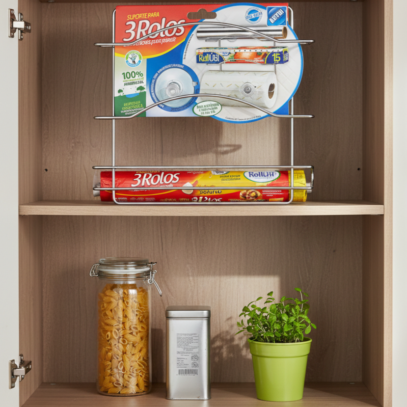 porta rolos triplo cromado