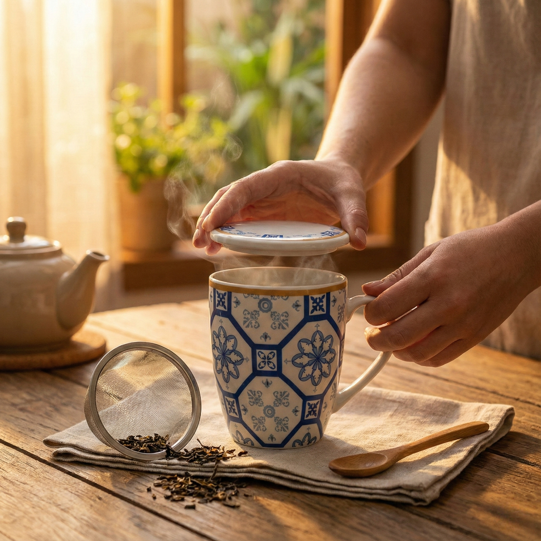 Caneca de porcelana com infusor Lyor