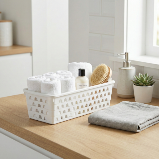 Cesto Multiuso Retangular Branco Organizador Gaveta Uninjet