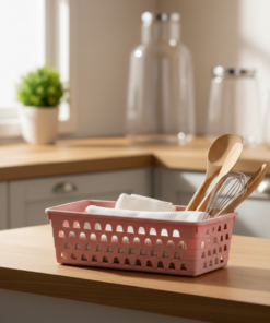 cesto multiuso retangular rosa