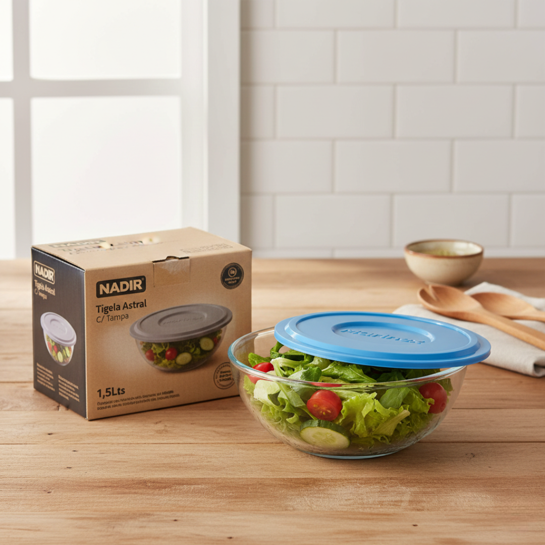 tigela de vidro com tampa Nadir