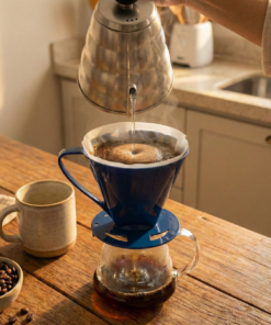 suporte filtro café azul