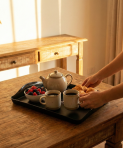 bandeja plástica preta Retangular uz