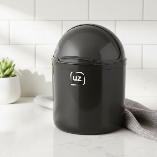 Lixeira Pia Preta 4L Plástico Cozinha Compacta