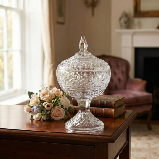 Potiche Decorativo Cristal de Chumbo com Pé Lys Lyor