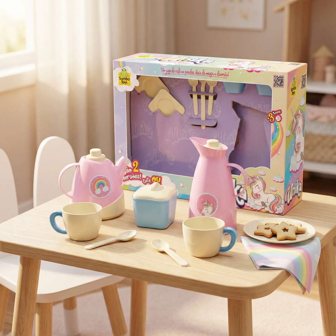 kit hora do cafe brinquedo unicornio