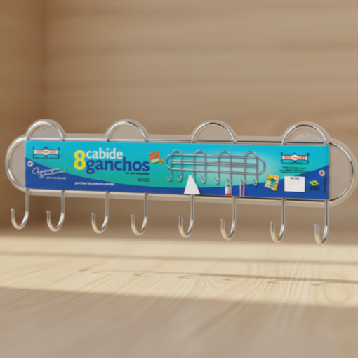 Cabide 8 Ganchos Cromado Multiuso MK Estrela