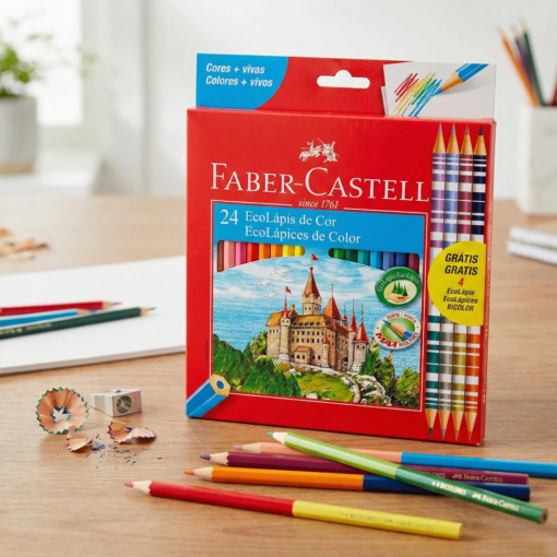 Ecolápis de Cor Faber-Castell 24 Cores (20 Cores + 4 Bicolores)
