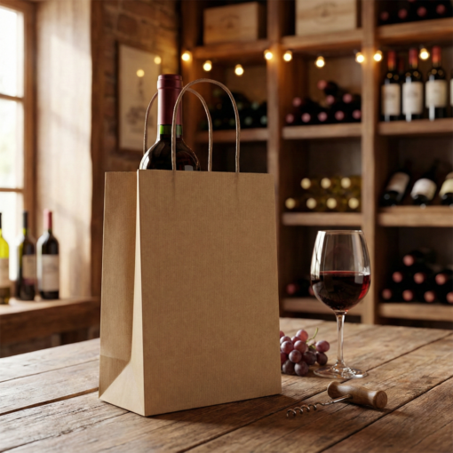 Sacola Papel Kraft Garrafa Vinho Presente