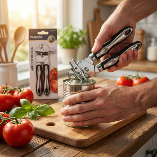 Abridor de Latas e Garrafas em Aço Inox Planeta
