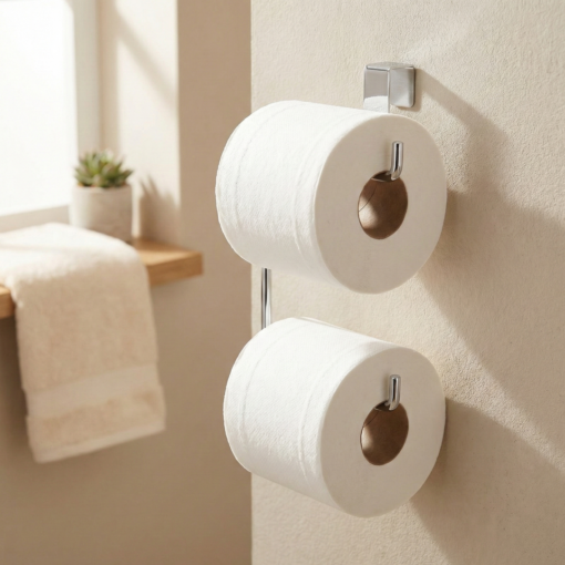 Suporte Papel Higiênico Duplo para Caixa Acoplada Niquelart