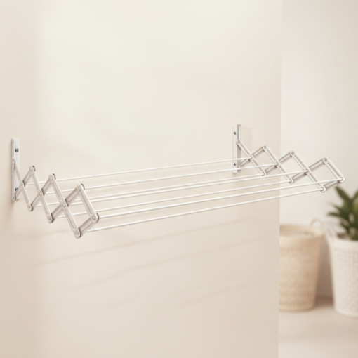 Varal Sanfonado de Parede Aço Branco 80cm Secalux