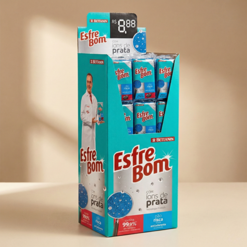 Esponja Esfrebom Não Risca Azul Bettanin Limpeza Delicada