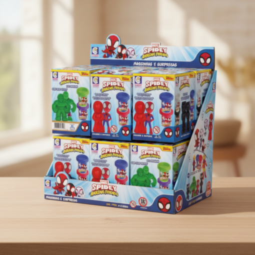 Massinha Spidey Surpresa e Amigos Marvel Display Multikids