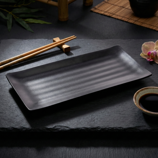 Travessa Melamina Preta Tokyo 30x15cm Lyor Estilo Oriental