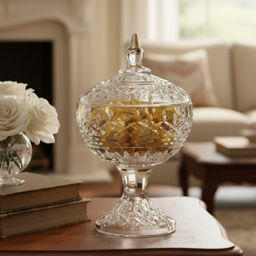 Potiche Decorativo Cristal de Chumbo com Pé Lys Lyor
