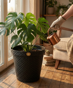 vaso rattan preto 10 litros