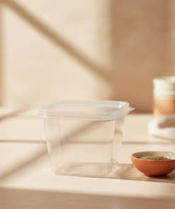 Pote quadrado 250ml com tampa