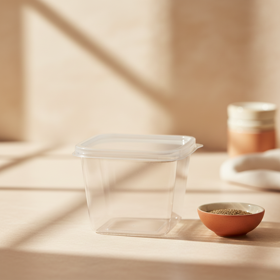 Pote quadrado 250ml com tampa