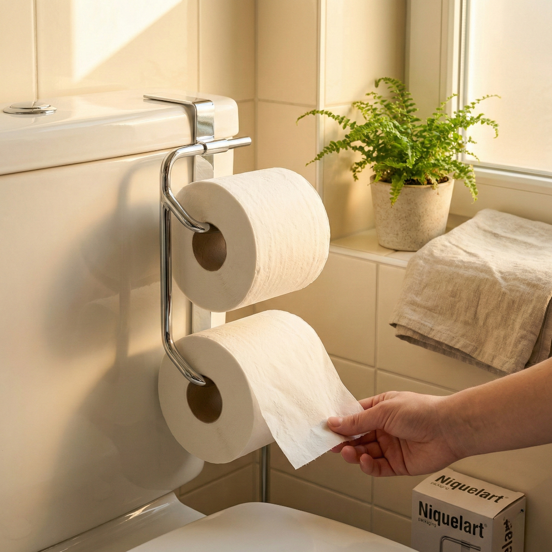 Suporte Papel Higiênico Duplo para Caixa Acoplada