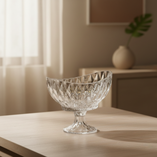 Centro de Mesa de Cristal com Pé Diamond Lyor