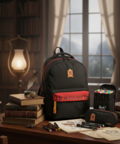 Kit Mochila e Estojo Harry Potter Escolar com 24 Canetinhas