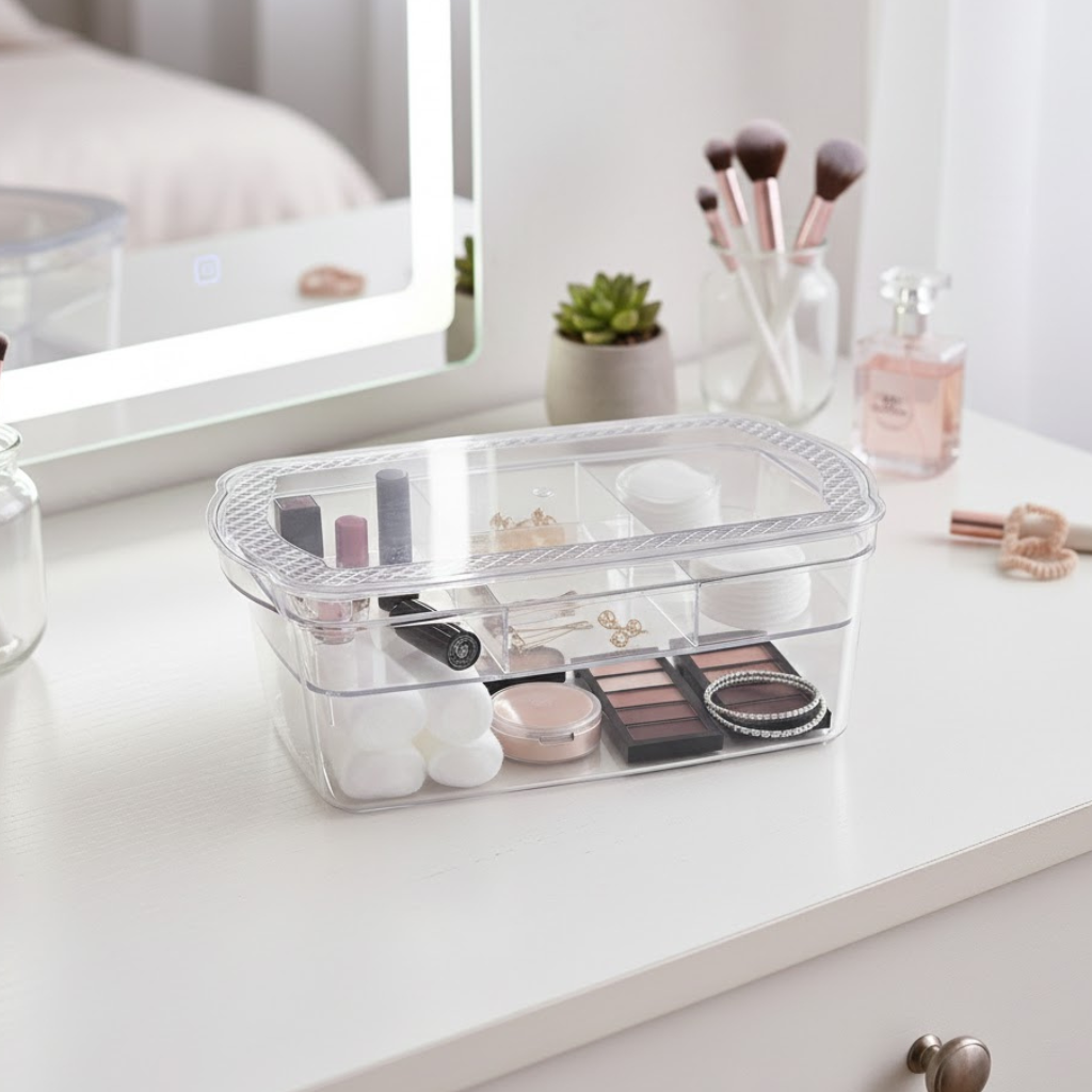 Organizador Retangular Diamante com Divisória Transparente