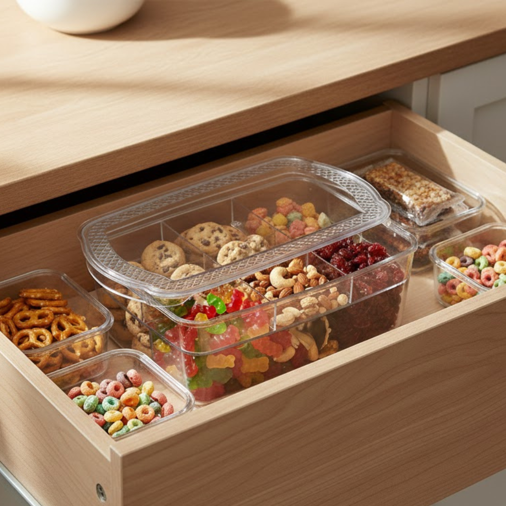 Organizador Retangular Diamante com Divisória Transparente