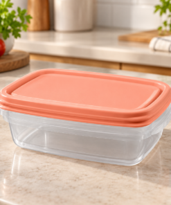 Conjunto de Potes 3 Unidades Sanremo Retangular Transparente com Tampa
