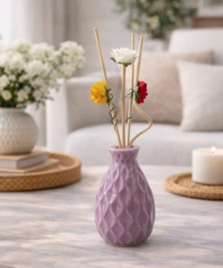 Vaso difusor de cerâmica com varetas decoradas