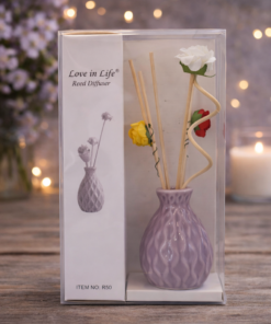 Vaso difusor de cerâmica com varetas decoradas