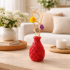 Vaso difusor de cerâmica com varetas decoradas