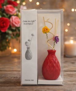 Vaso difusor de cerâmica com varetas decoradas