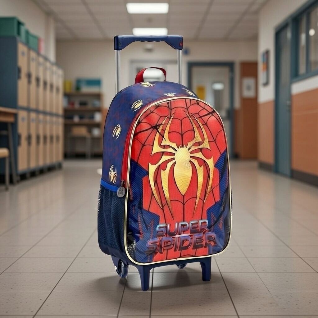 Mochila Homem-Aranha Escolar Infantil Escolar com Rodinhas