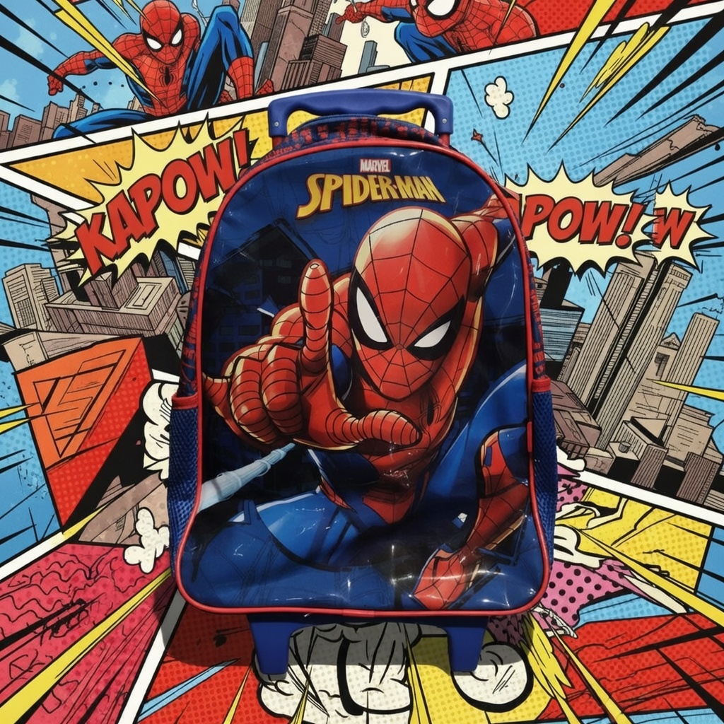 Mochila Escolar Homem Aranha com Rodinhas para Criança