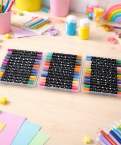 Estojo com Canetinhas Ponta Dupla Glitter 72 Cores Kit 36PCS