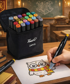 Kit Mochila e Estojo Harry Potter Escolar com 24 Canetinhas