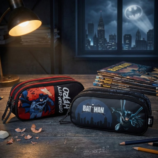Estojo Escolar Infantil Batman com Três Divisórias Maxlog