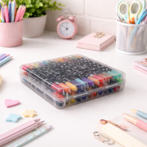 Estojo com 36 Canetinhas Ponta Dupla Glitter 72 Cores