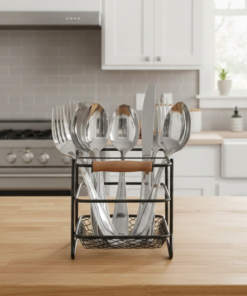 Porta Talheres Preto para Cozinha Eco Design Funcional