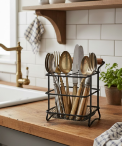 Porta Talheres Preto para Cozinha Eco Design Funcional