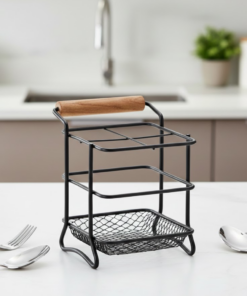 Porta Talheres Preto para Cozinha Eco Design Funcional