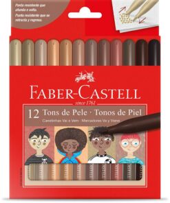 Canetinha Vai e Vem Tons de Pele Faber Castell Lavável Ideal Para Escola e Artes
