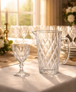 Kit Jarra de Vidro 1,2L com 12 Taças 300ml