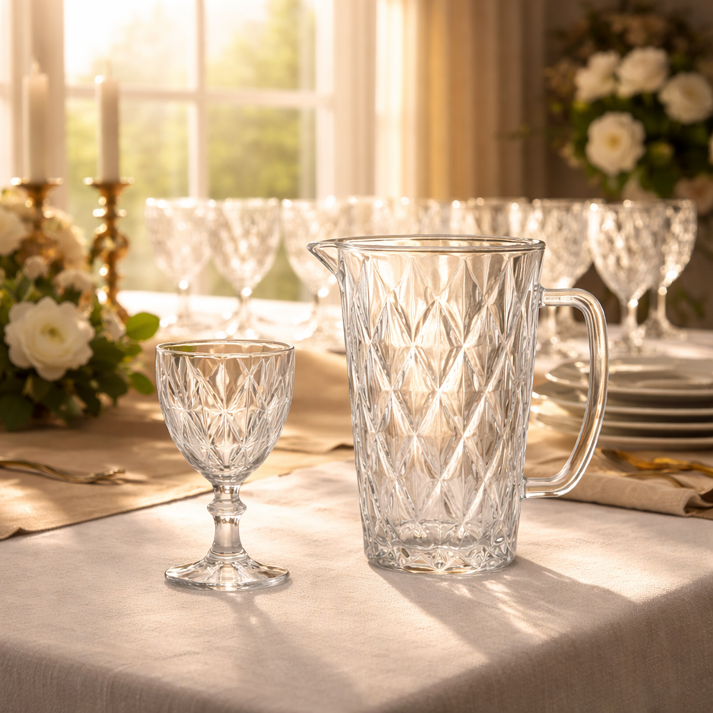 Kit Jarra de Vidro 1,2L com 12 Taças 300ml