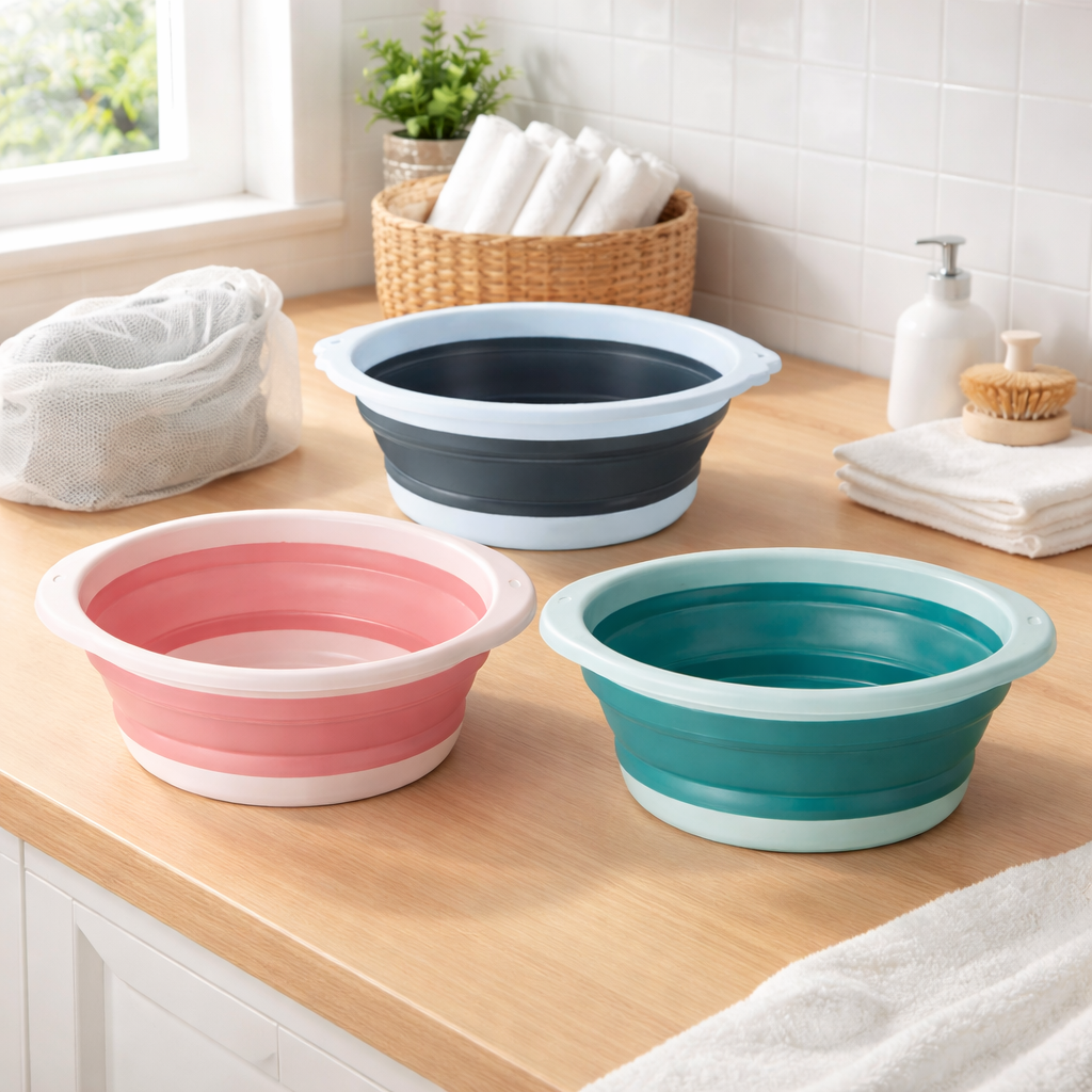 Balde Retrátil de Plástico Multiuso para Limpeza