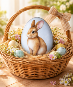 Ovo Decorativo de Páscoa Metal Estampado