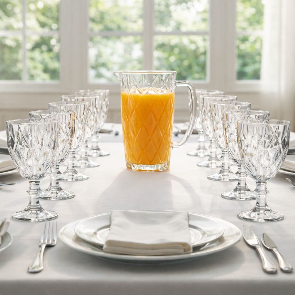 Kit Jarra de Vidro 1,2L com 12 Taças 300ml